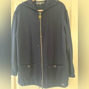 St John Sport Zippered Navy Knit Jacket with Hoodie